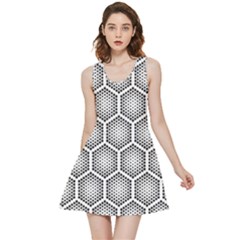 Halftone-tech-hexagons-seamless-pattern Inside Out Reversible Sleeveless Dress by Pakemis