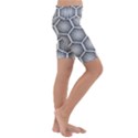 Halftone-tech-hexagons-seamless-pattern Kids  Lightweight Velour Cropped Yoga Leggings View3