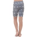 Halftone-tech-hexagons-seamless-pattern Kids  Lightweight Velour Cropped Yoga Leggings View4