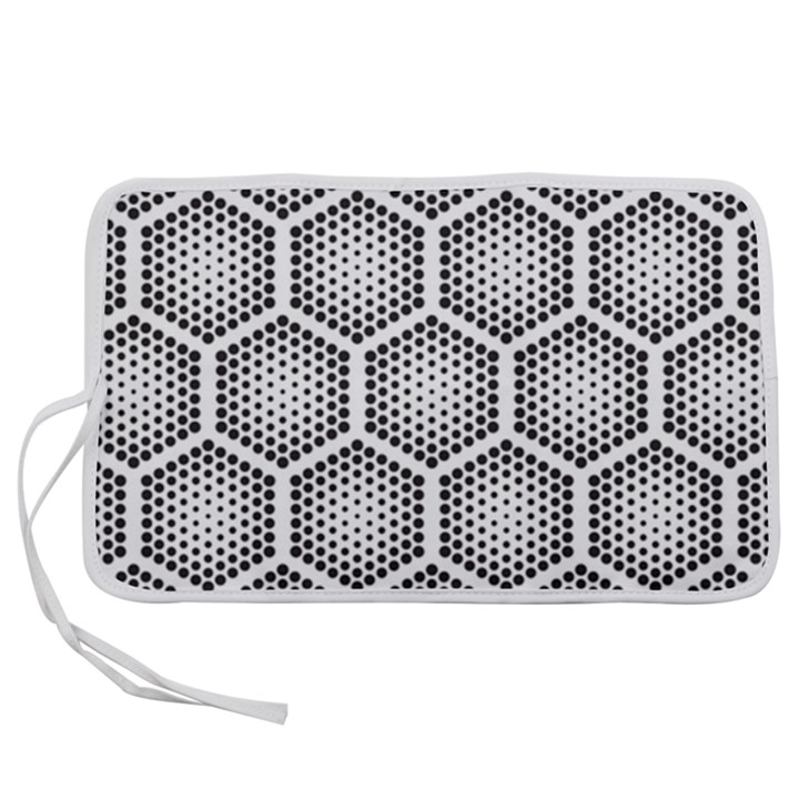 Halftone-tech-hexagons-seamless-pattern Pen Storage Case (S)