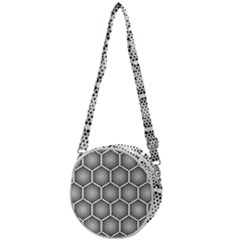 Halftone-tech-hexagons-seamless-pattern Crossbody Circle Bag by Pakemis