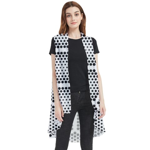 Halftone-tech-hexagons-seamless-pattern Sleeveless Chiffon Waistcoat Shirt by Pakemis