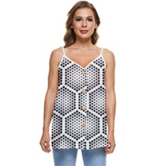 Halftone-tech-hexagons-seamless-pattern Casual Spaghetti Strap Chiffon Top by Pakemis