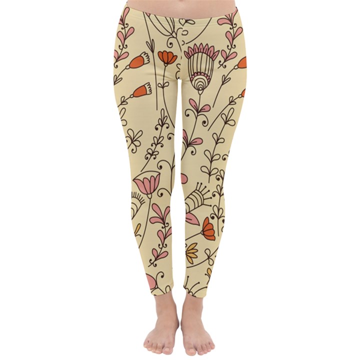 Seamless-pattern-with-different-flowers Classic Winter Leggings