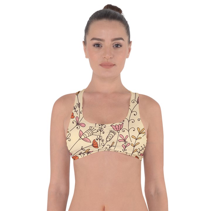 Seamless-pattern-with-different-flowers Got No Strings Sports Bra