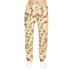 Seamless-pattern-with-different-flowers Women Velvet Drawstring Pants by Pakemis