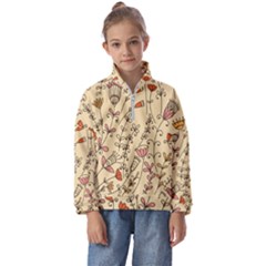 Seamless-pattern-with-different-flowers Kids  Half Zip Hoodie by Pakemis