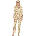 Seamless-pattern-with-different-flowers Womens  Long Sleeve Velvet Pocket Pajamas Set View1