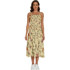 Seamless-pattern-with-different-flowers Sleeveless Shoulder Straps Boho Dress