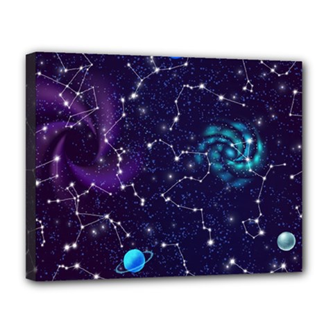 Realistic-night-sky-poster-with-constellations Canvas 14  X 11  (stretched) by Pakemis