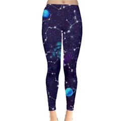 Realistic-night-sky-poster-with-constellations Leggings  by Pakemis