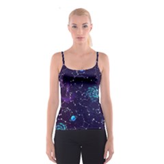 Realistic-night-sky-poster-with-constellations Spaghetti Strap Top by Pakemis