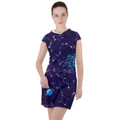 Realistic-night-sky-poster-with-constellations Drawstring Hooded Dress by Pakemis