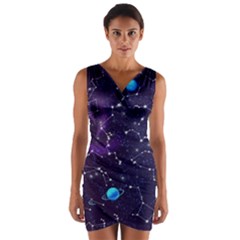 Realistic-night-sky-poster-with-constellations Wrap Front Bodycon Dress by Pakemis