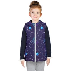 Realistic-night-sky-poster-with-constellations Kids  Hooded Puffer Vest by Pakemis