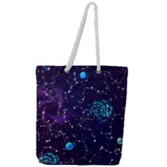 Realistic-night-sky-poster-with-constellations Full Print Rope Handle Tote (large) by Pakemis