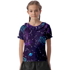 Realistic-night-sky-poster-with-constellations Kids  Frill Chiffon Blouse by Pakemis