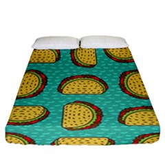 Taco-drawing-background-mexican-fast-food-pattern Fitted Sheet (california King Size) by Pakemis