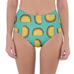 Taco-drawing-background-mexican-fast-food-pattern Reversible High-waist Bikini Bottoms by Pakemis