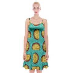 Taco-drawing-background-mexican-fast-food-pattern Spaghetti Strap Velvet Dress