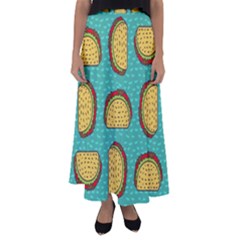 Taco-drawing-background-mexican-fast-food-pattern Flared Maxi Skirt by Pakemis