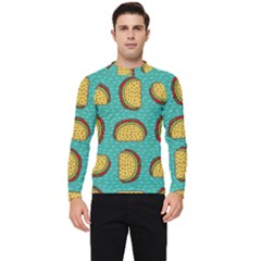 Taco-drawing-background-mexican-fast-food-pattern Men s Long Sleeve Rash Guard by Pakemis