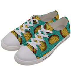 Taco-drawing-background-mexican-fast-food-pattern Men s Low Top Canvas Sneakers by Pakemis