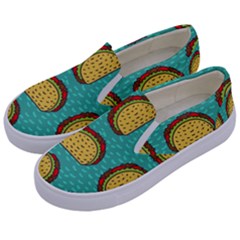 Taco-drawing-background-mexican-fast-food-pattern Kids  Canvas Slip Ons by Pakemis