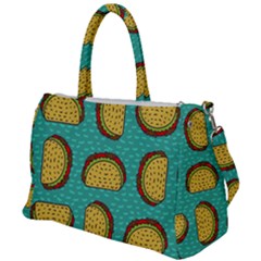 Taco-drawing-background-mexican-fast-food-pattern Duffel Travel Bag by Pakemis