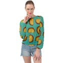 Taco-drawing-background-mexican-fast-food-pattern Banded Bottom Chiffon Top View1