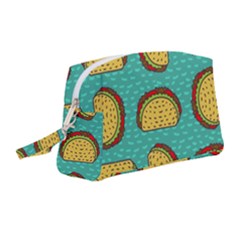 Taco-drawing-background-mexican-fast-food-pattern Wristlet Pouch Bag (medium) by Pakemis