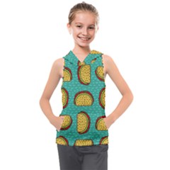 Taco-drawing-background-mexican-fast-food-pattern Kids  Sleeveless Hoodie by Pakemis