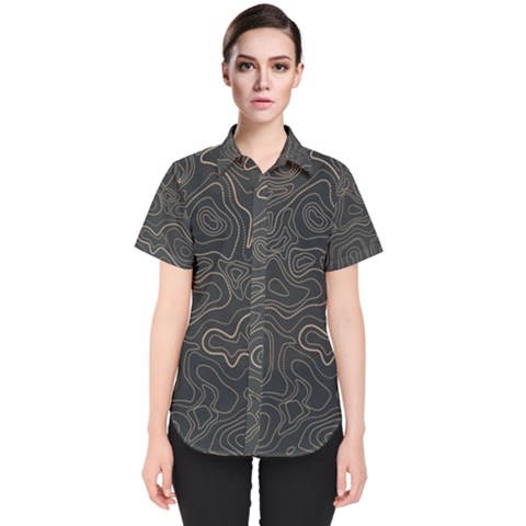 Damask-seamless-pattern Women s Short Sleeve Shirt by Pakemis