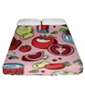 Tomato-seamless-pattern-juicy-tomatoes-food-sauce-ketchup-soup-paste-with-fresh-red-vegetables-backd Fitted Sheet (Queen Size) View1