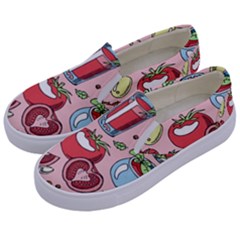 Tomato-seamless-pattern-juicy-tomatoes-food-sauce-ketchup-soup-paste-with-fresh-red-vegetables-backd Kids  Canvas Slip Ons by Pakemis