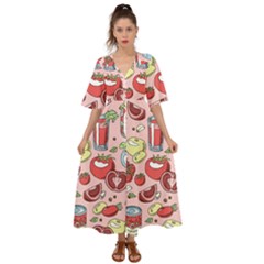 Tomato-seamless-pattern-juicy-tomatoes-food-sauce-ketchup-soup-paste-with-fresh-red-vegetables-backd Kimono Sleeve Boho Dress by Pakemis