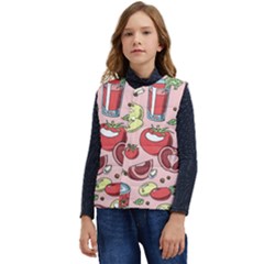 Tomato-seamless-pattern-juicy-tomatoes-food-sauce-ketchup-soup-paste-with-fresh-red-vegetables-backd Kid s Short Button Up Puffer Vest	 by Pakemis