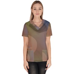 The Land 181 - Abstract Art Women s V-neck Scrub Top by KorokStudios