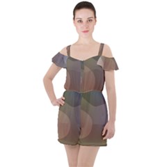 The Land 181 - Abstract Art Ruffle Cut Out Chiffon Playsuit by KorokStudios