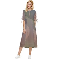 The Land 181 - Abstract Art Bow Sleeve Chiffon Midi Dress by KorokStudios