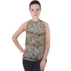 Boat Rope Close Up Texture Mock Neck Chiffon Sleeveless Top