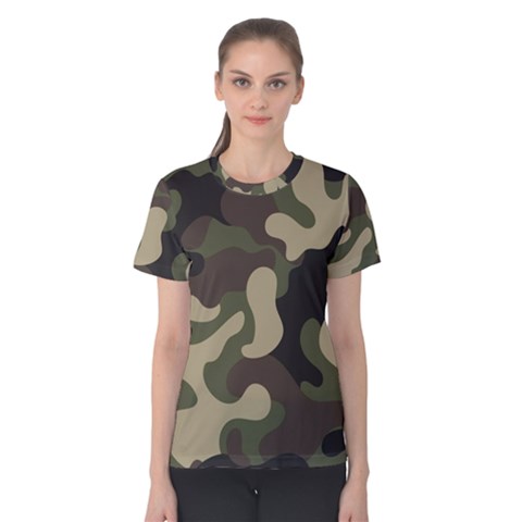 Camouflage Pattern Background Women s Cotton Tee by artworkshop