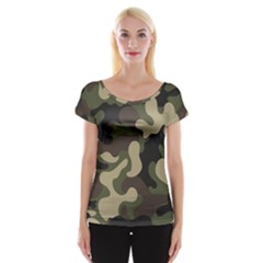 Camouflage Pattern Background Cap Sleeve Top by artworkshop