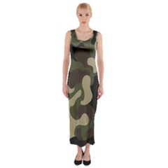 Camouflage Pattern Background Fitted Maxi Dress by artworkshop