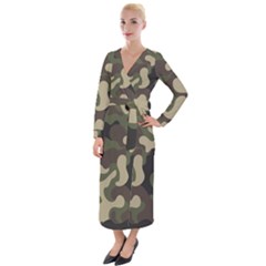 Camouflage Pattern Background Velvet Maxi Wrap Dress by artworkshop