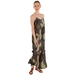 Camouflage Pattern Background Cami Maxi Ruffle Chiffon Dress by artworkshop