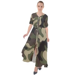 Camouflage Pattern Background Waist Tie Boho Maxi Dress by artworkshop