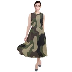 Camouflage Pattern Background Round Neck Boho Dress by artworkshop