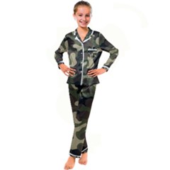 Camouflage Pattern Background Kid s Satin Long Sleeve Pajamas Set by artworkshop