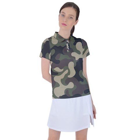 Camouflage Pattern Background Women s Polo Tee by artworkshop